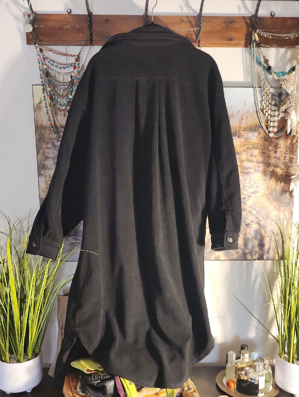 BiBi Black Longline Button-Front Duster - Picture 6 of 6
